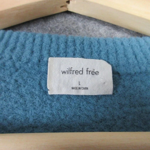Aritzia Wilfred Free Womens Crewneck Pullover Sweater Knit Sweatshirt Blue L 270 - Picture 3 of 10